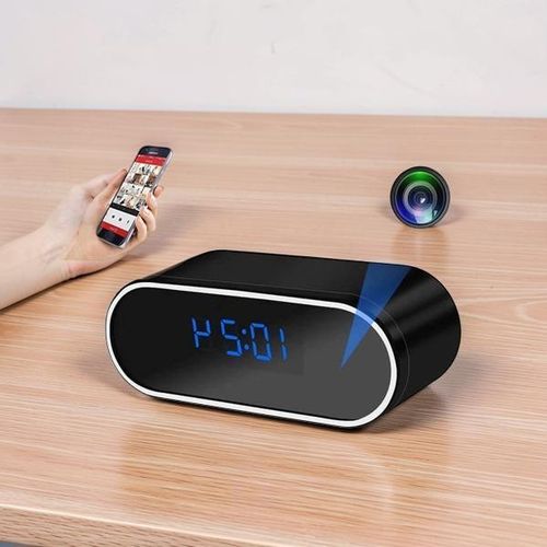 Home Security Surveillance Monitoring Long Battery Life 1080P Full HD 4K Home and Office Security Surveillance Monitoring Alarm Mini Table Clock WiFi Spy Hidden Camera Audio Video Recorder