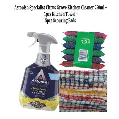 Specialist Citrus Grove Kitchen Cleaner 750ml +1pcs Kitchen Towel +5pcs Scouring Pads
