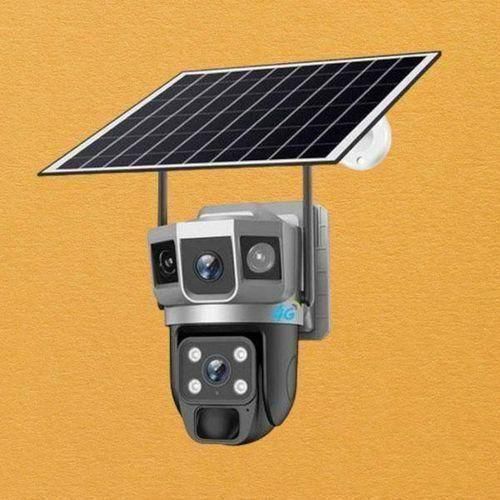 Ptz Outdoor Security Cloud Storage Human Detection 4G Simcard Dual Lens 3 Screen Solar Camera