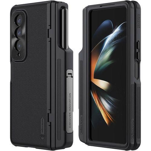 Nilkin Galaxy Z Fold 4 Case with S Pen Holder & Bump Texture Design Creative Hinge ProtectionHidden Kickstand Protective Phone Case for Galaxy Z Fold 4 Case - Black