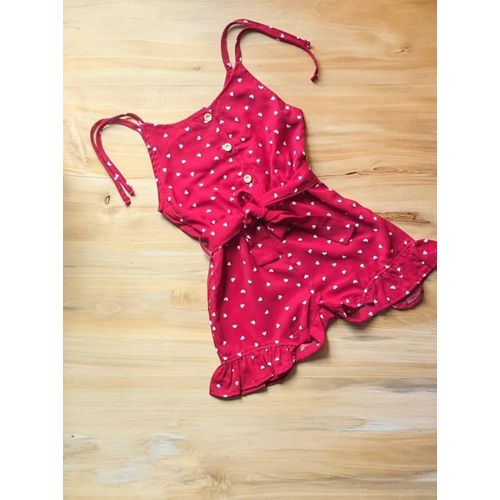 Floral Casual Kids Jumpsuit - Red