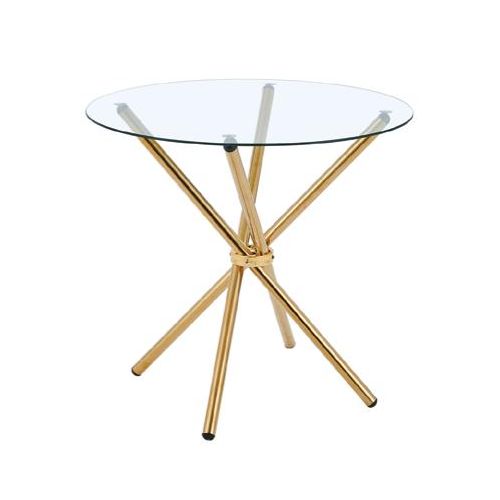 Modern Round Glass Coffee Table Designer Centre Table with Chrome Cross Legs for Living Room Café Use