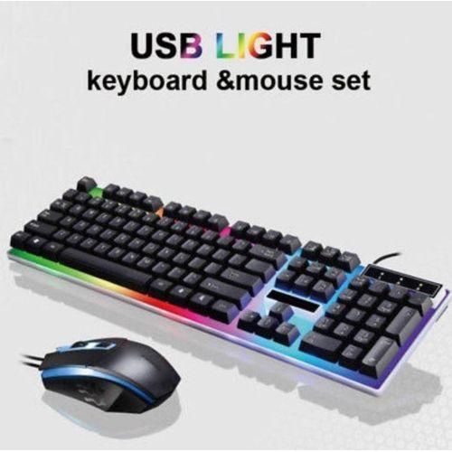 Gaming Keyboard And Mouse Combo Set 104 Keys Gaming RGB Light For Windows PC - BLACK