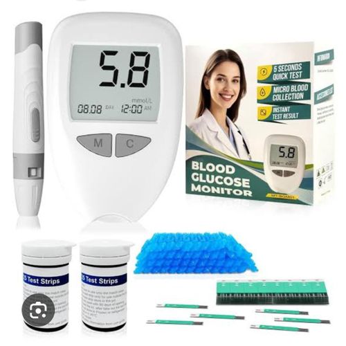 Digital Blood Glucose Monitor Kit – Portable Home Self-Test Diabetes Meter – High Accuracy Sugar Level Tester with 5-Second Results (Model JHBGM001A)