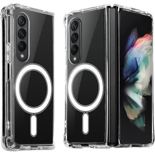 AICase MagSafe-Compatible Clear Case for Samsung Galaxy Z Fold 3 Anti-Yellowing Shockproof Slim Transparent Protective Cover with Magnetic Ring