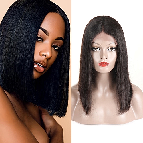 Brazilian Short Bob Lace Front Wigs With Baby Hair Natural Color