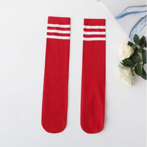 Kids Socks Cotton Boy Socks for Children Girls Knee High Socks Football Three Striped Old School Baby Tube Leg Warmer Boot1 To 3Y 28CM