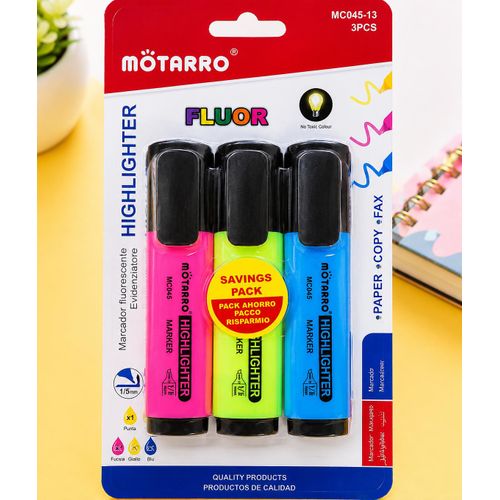 Fluorescent Highlighter Pens 3 Pack Assorted Color Marker Set For School Office Study And Note Taking