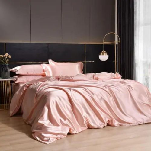 Pink Luxury Mulberry Silk Duvet Cover 4-Piece Set Premium Hotel Quality Bedding