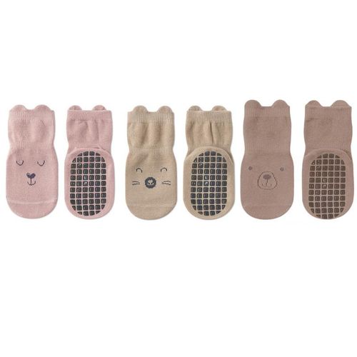 3 PairsSet Infant Baby Girls Anti-slip Socks Cotton Cartoon Toddler Girl Mid Tube Sock Children Kid Girl Indoor Rubber Sock KitS For 0-1 Years