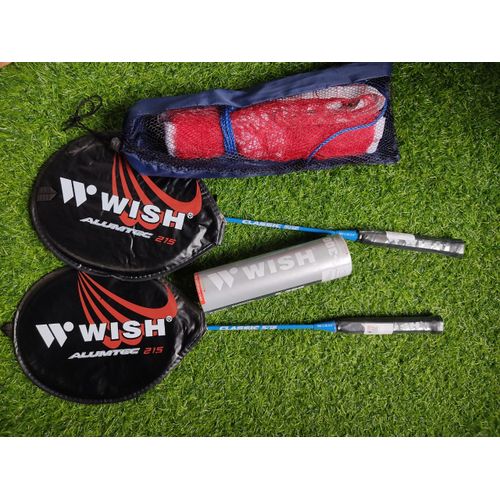 A Pair Of Badminton Racket Alumtec 750 With Cover + Net & Shuttlecock