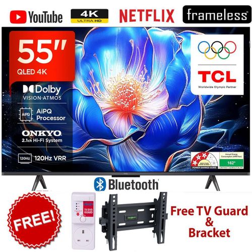 55T6D 55 Inch QLED 4K Smart Google TV (2026 Model),Quantum Crystal Display, HDR10+, Dolby Vision & Dolby Atmos, DTS Virtual X, MEMC, Voice Control, Game Master Gaming Mode, Ultra Slim Design+FREE GIFTS