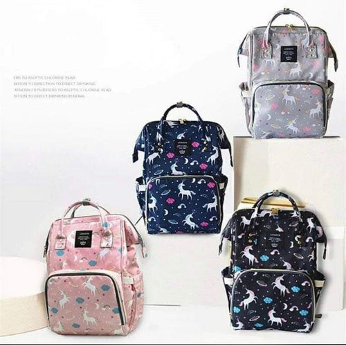 Multi-functional, Unicorn-Printed Baby Diaper Backpacks.