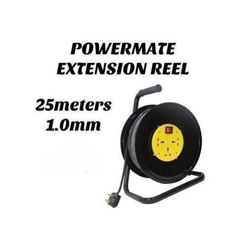 Powermate Heavy duty 25M, 1.0mm extension Cable Reel Lead with Winding Handle, Sockets & Overheat protection-100% copper