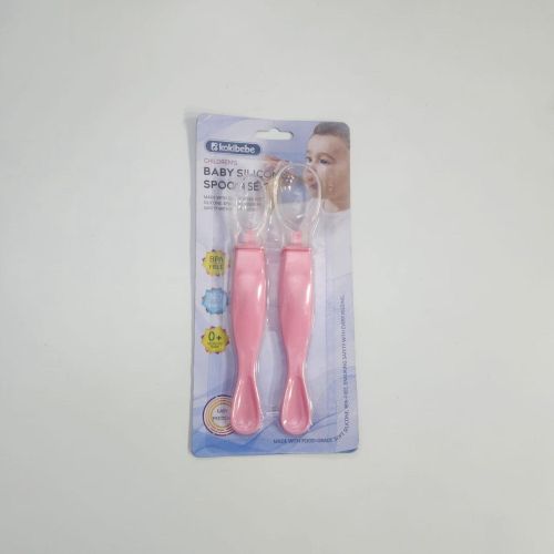 Baby Silicone Feeding Spoon Set – Soft BPA-Free Weaning Spoons – Pink (2 Pieces)