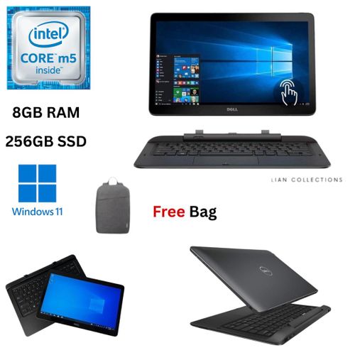 Latitude 7350 Intel Core M5 8GB RAM 256GB SSD 13.3 Inch Full HD Touchscreen 2 in 1 Detachable Keyboard Windows 11 Pro MS Office 2021 Slim Refurbished Laptop + Free Bag