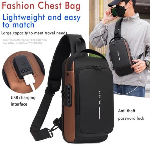 Multifunction Anti-Theft USB Sling Bag Waterproof ShoulderChest Crossbody Travel Bag with Charging Port