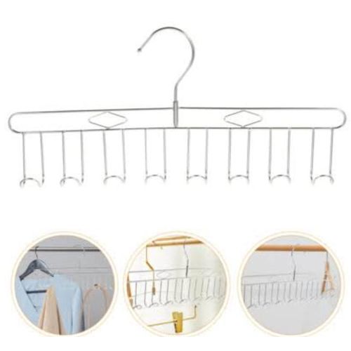 2 pc Rotating Stainless Steel 8 Hook Hanger – Durable Space-Saving Kitchen and Bathroom Organizer for Clothes, Towels, and Accessories