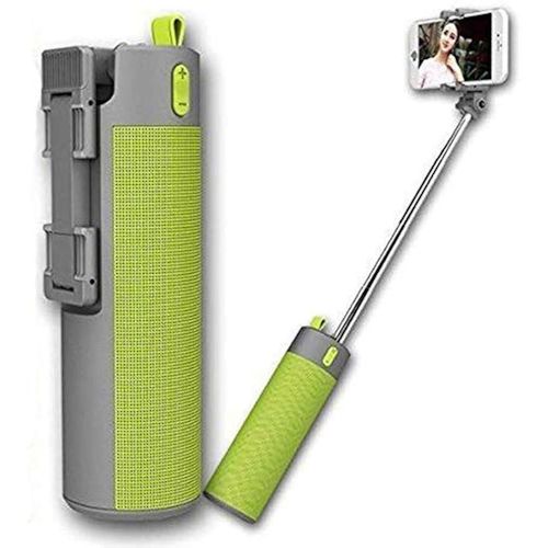GREEN 5 in 1 Multifunctional Extendable Selfie Stick Wireless Speaker With Flashlight Power Bank Phone Holder Portable Speakers