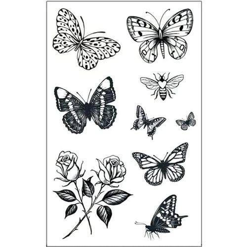 Butterfly Flowers Bee Temporary tattoo