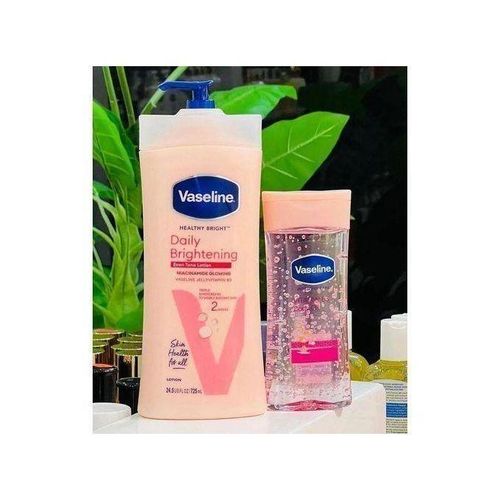 Vaseline Daily Brightening Even Tone Lotion 725ML + Intensive Care Vitamin B3 Body Oil 200ML