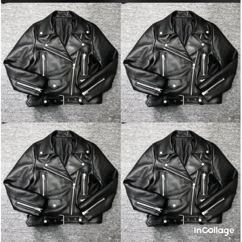 Zipped leather Jacket with belt