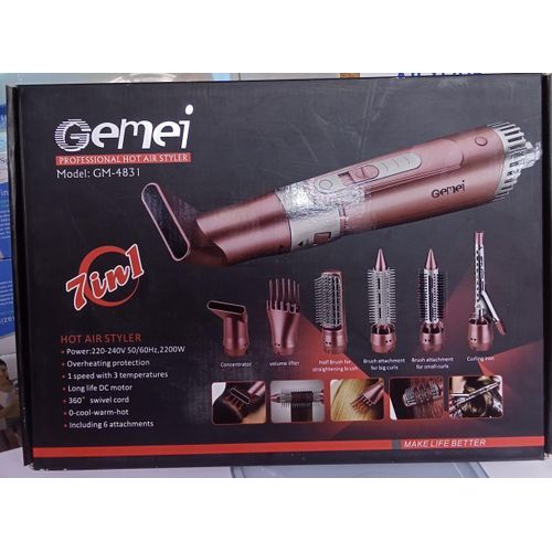 Professional Hot Air Styler with 6 Attachments – Hair Dryer & Styler Combo