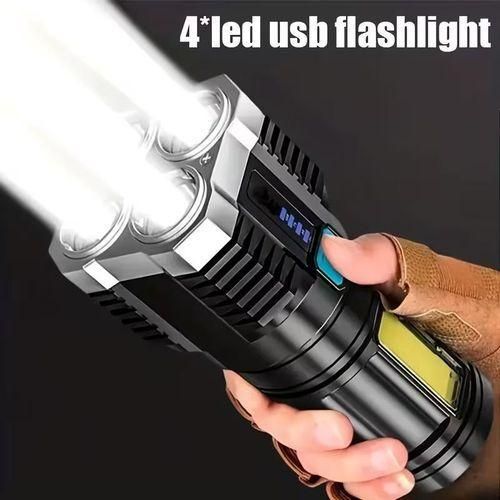 Rechargeable Multi-Mode Emergency Light with COB Side Light USB Charging High Power LED Spot Beam Includes Batteries