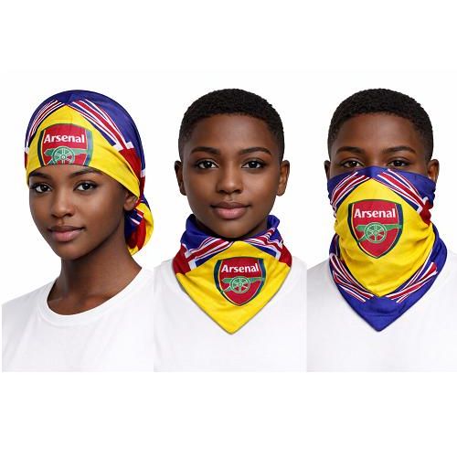 Arsenal FC Printed Bandana Headscarf for Men & Women Multi-Use Hair Cover, Face Mask & Neck Wrap Soft Breathable Fabric, Stylish Sports Design