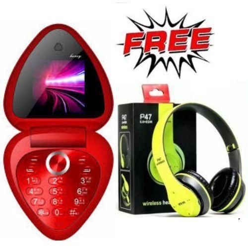 Bontel Honey 154 Color Display Flip Phone Free P47 Bluetooth Headphones