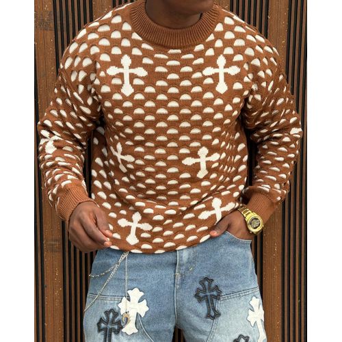 Heritage Cross Knit Wool Sweater.