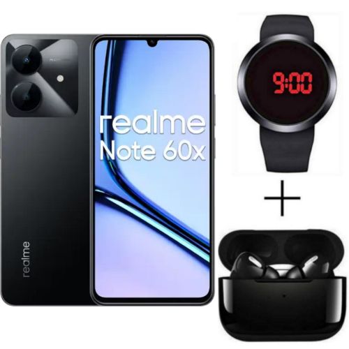 Note 60X, 6.74'', 4GB RAM + 128GB RAM, 5000mAh, 8MP - Black + Free Gifts