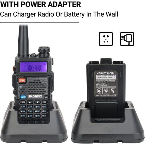 UV-5R 5W Dual-Band Walkie Talkie with LED Flashlight FM Radio and VOX Hands-Free Function for Camping Hunting and Hiking
