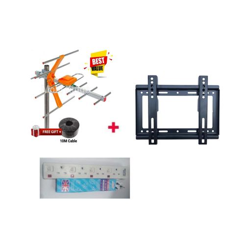 TV Wall Bracket + Aerial+ Free 4 Way Extension