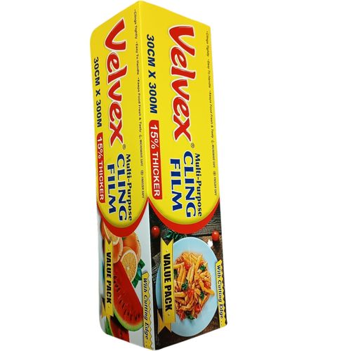 MULTI-PURPOSE CLING FILM 30cm X 300m Clings Tightly 15 Thicker Easy to Handle Keeps Food Fresh Tasty Microwave Freezer Safe cf
