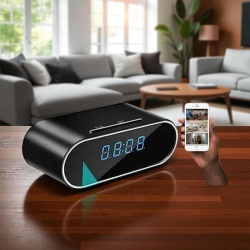 Remote Monitoring Live Streaming 1080P Full HD 4K WiFi Alarm Table Clock Hidden Spy Camera