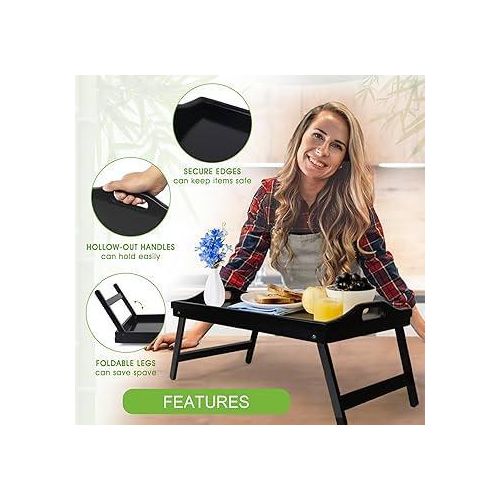 Foldable Bed Tray Table with Handles – Breakfast & Laptop Use