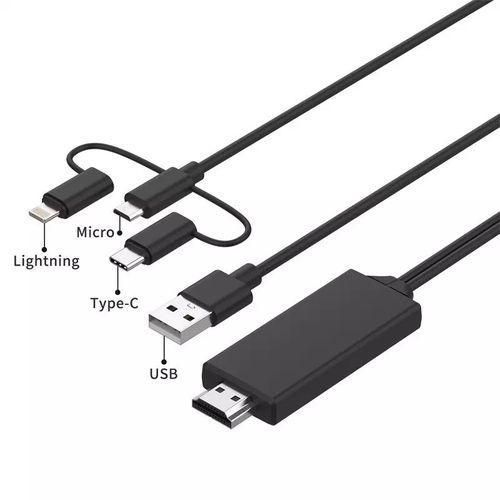 Micro 8 Pin Type C IPHONE LIGHTNING TO HDTV HDMI 3 In 1 Braided Cast Wire Universal Phone To HDTV 2K Cable