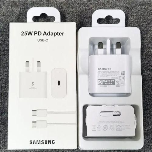 Samsung 25Watts Super Fast Charger Adapter With Type C To C Output For Galaxy A05, A05s, A14, A15, A23,A06, A06s,A16, A26, A36, A56, A24, A25, A33, A34, A35, A53, A54, A55, A73, A74, A75, S21, S21+, S22, S22+