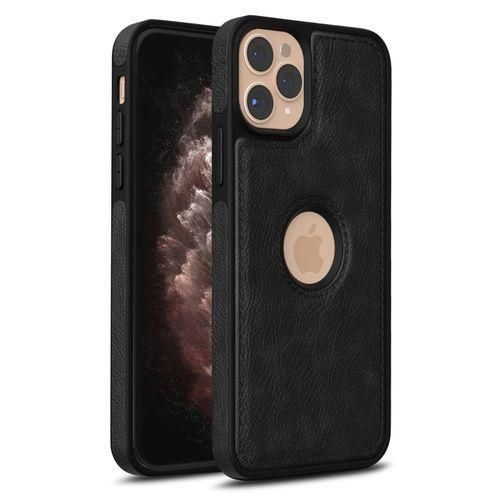 iPhone 11 Pro Phone Case, Black Full Hard Case Classic Soft PU Leather Cover Case with Protective Design