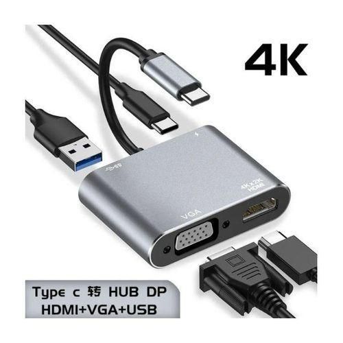 4-in-1 USB-C Hub 4 In 1 USB 3.1 Type C To 4K HDMI+VGA + USB3.0 + PD Port PD 87W Fast Charger