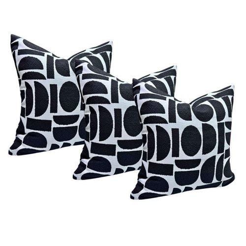 Set of 3 woven Black & White Decorative Throw pillow covers