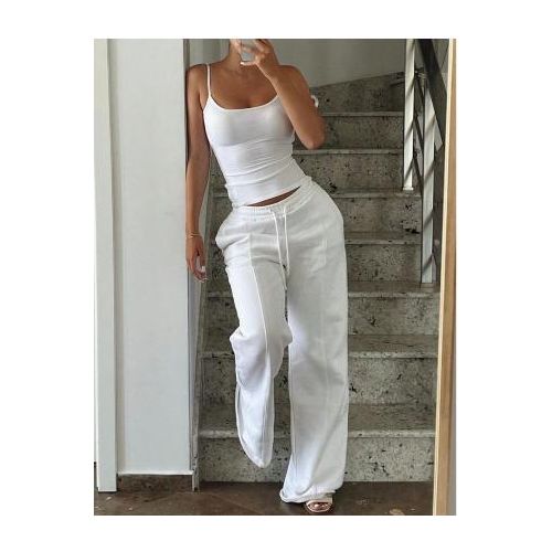 Solid White Pants Casual Outfit