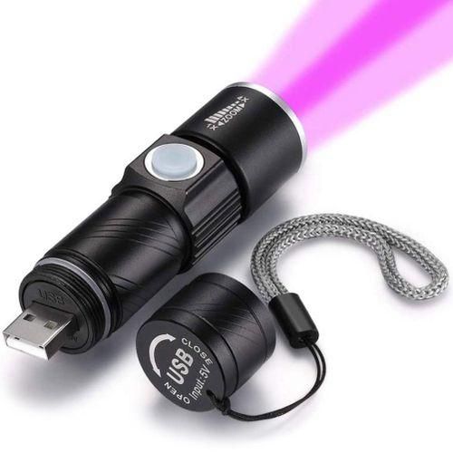 395Nm UV Light Flashlight Blacklight USB Rechargeable LED