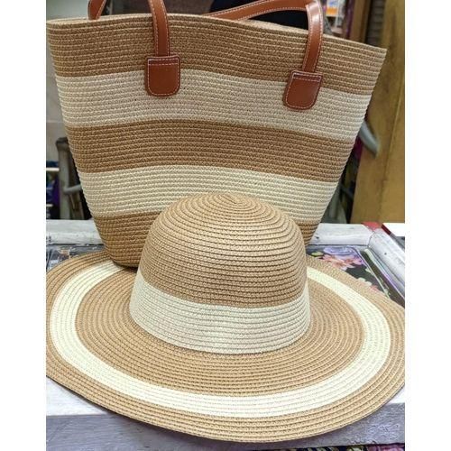 Summer Straw Woven Beach Bag & Hat Set