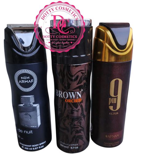 3pcs - Men's Deodorant Body Spray Set – Club de Nuit+ Brown Orchid & 9PM Elixir Fragrance 200ml
