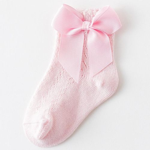 2022 Spanish Style Hollow Baby Socks Girls Socks Vintage Socks With Ribbon Bow For KidsLAGE 3-5