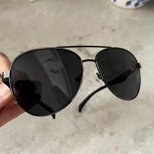 Black Aviator Sunglasses - Military Style Dark Sun Glasses UV 400 Protection