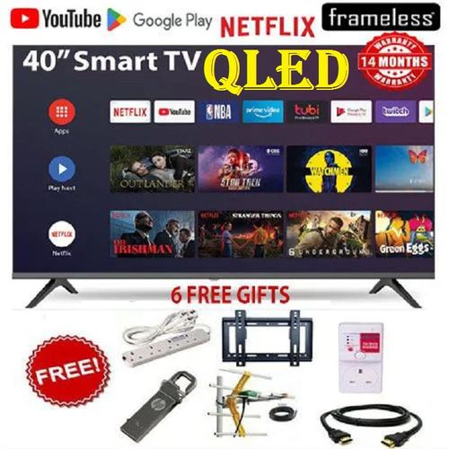 HTC40W 40 inch Smart TV 2K Quad HD LED TV Frameless Wi-Fi Enabled Bluetooth Enabled Television DIGITAL TV, ICAST SCREEN Television HDTV Netflix, YouTube Inbuilt Decoder+ 6 EXTRA FREE GIFTS