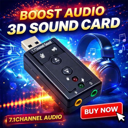 USB External 3D Sound Card 71 Channel Audio Adapter Plug Play for PC Laptop Mac Linux